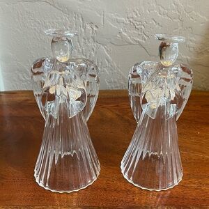 A Set‎ of 2 Vintage glass Angle Candle Holder